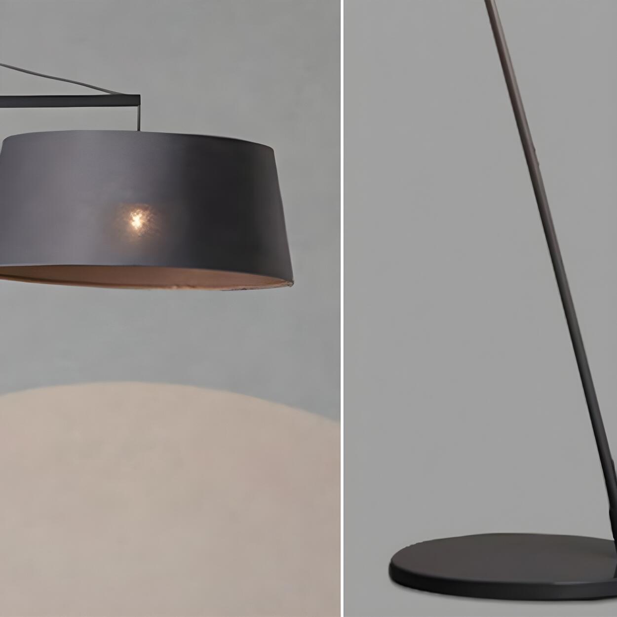 Black Oversized Drum Shade Modern Arc Floor Lamp