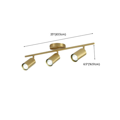 Brass Cylinder Semi-Flush Mount Ceiling Light 3-Light