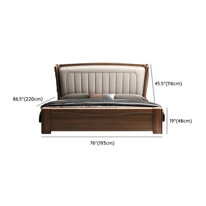 Brown Upholstered Wingback Headboard Storage Bed Frame