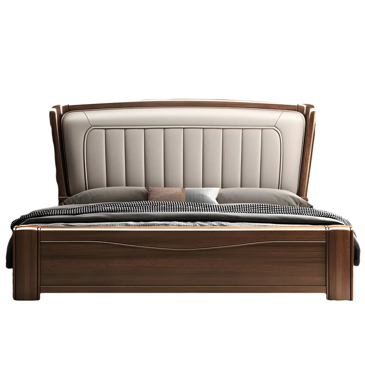 Brown Upholstered Wingback Headboard Storage Bed Frame