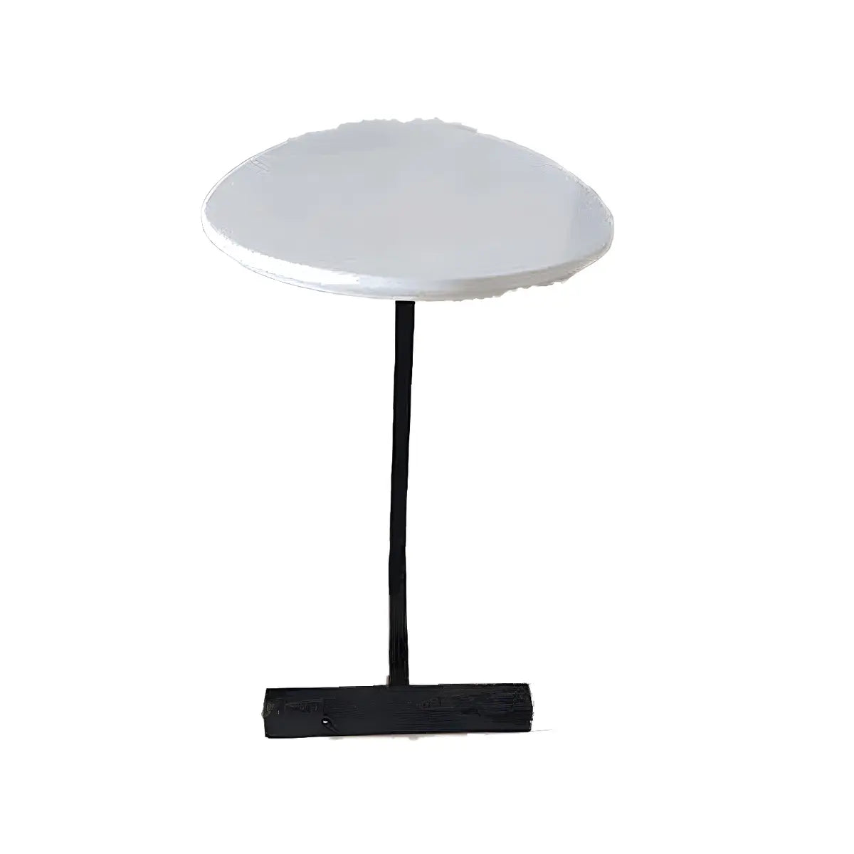 C-Shaped Metal Black Minimalist Pine Wood Side Table