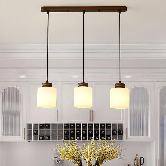 Classic 3-Light Cylinder Brown Island Pendant Light