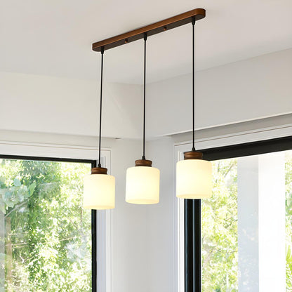 Classic 3-Light Cylinder Brown Island Pendant Light