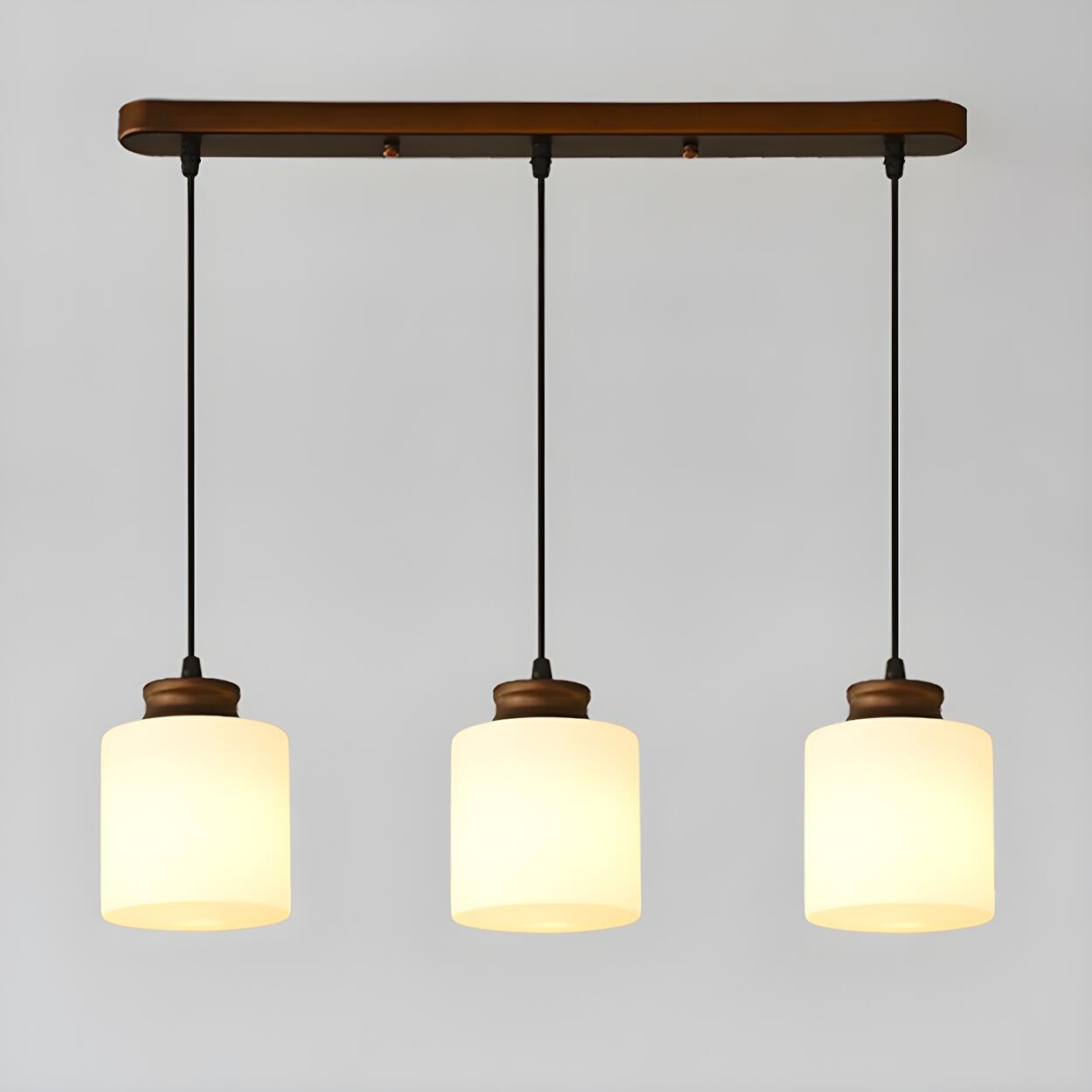 Classic 3-Light Cylinder Brown Island Pendant Light