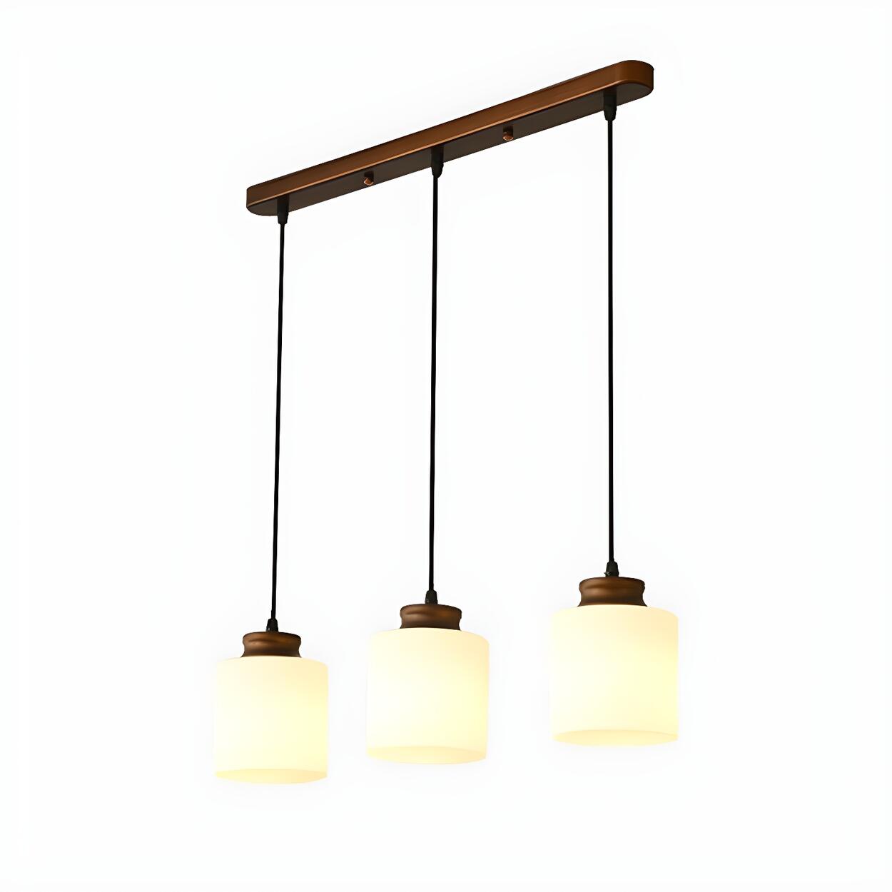 Classic 3-Light Cylinder Brown Island Pendant Light