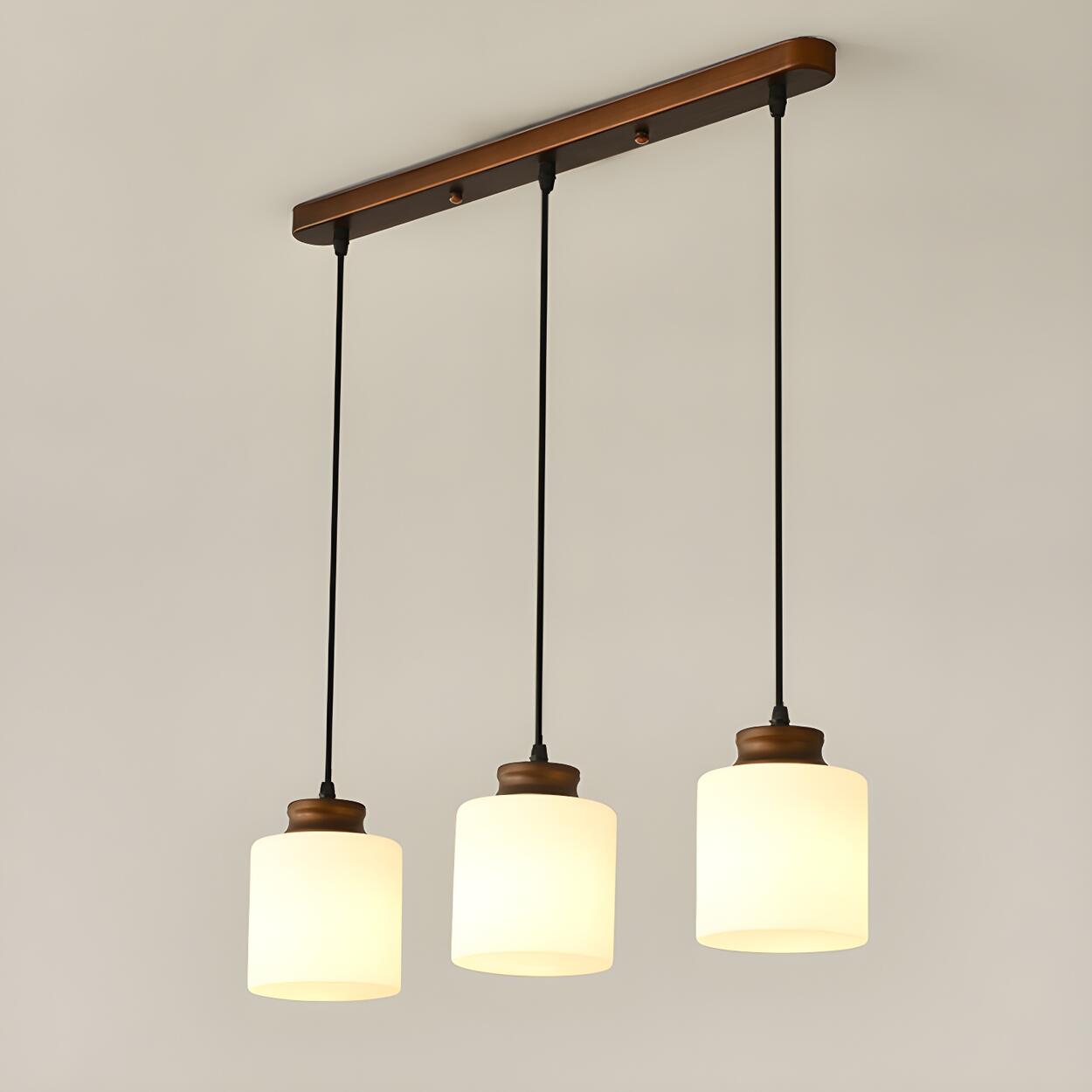 Classic 3-Light Cylinder Brown Island Pendant Light