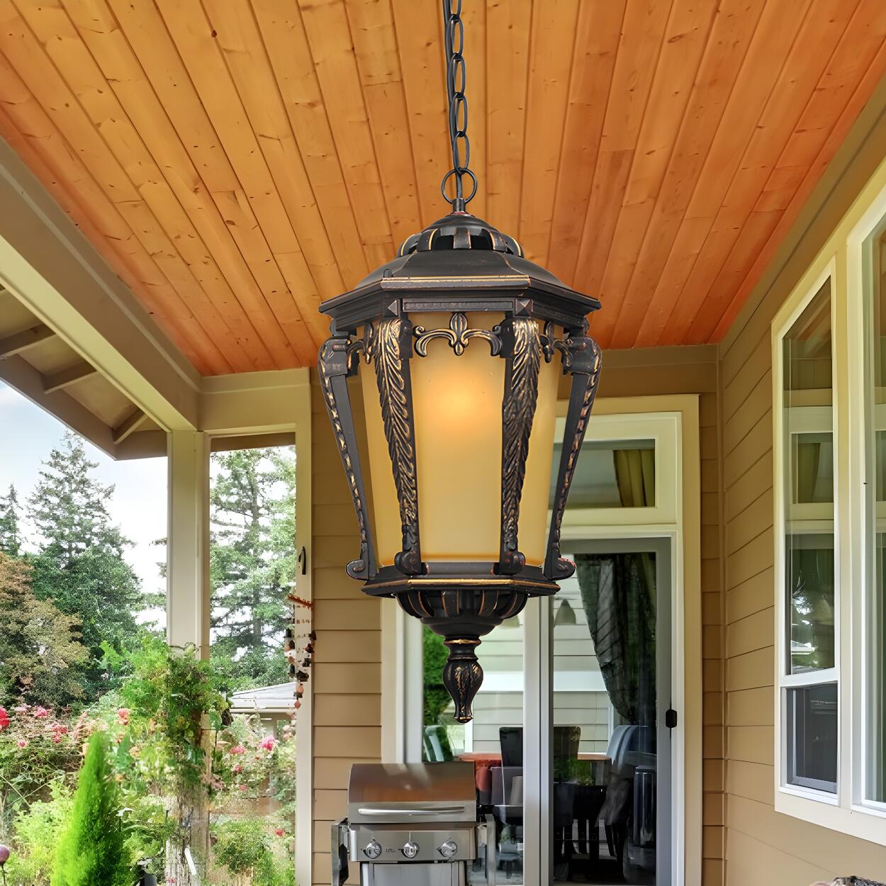 Classic Outdoor Hanging Bronze Lantern Pendant Light