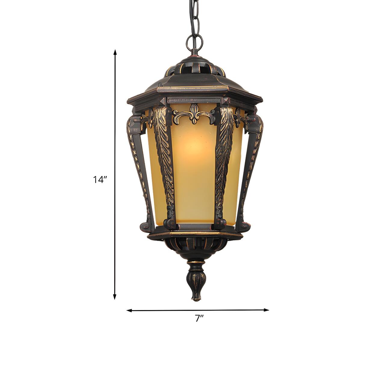 Classic Outdoor Hanging Bronze Lantern Pendant Light