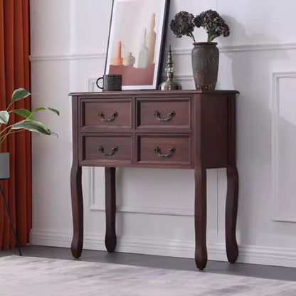 Classic Rectangular Wooden Brown Storage Console Table