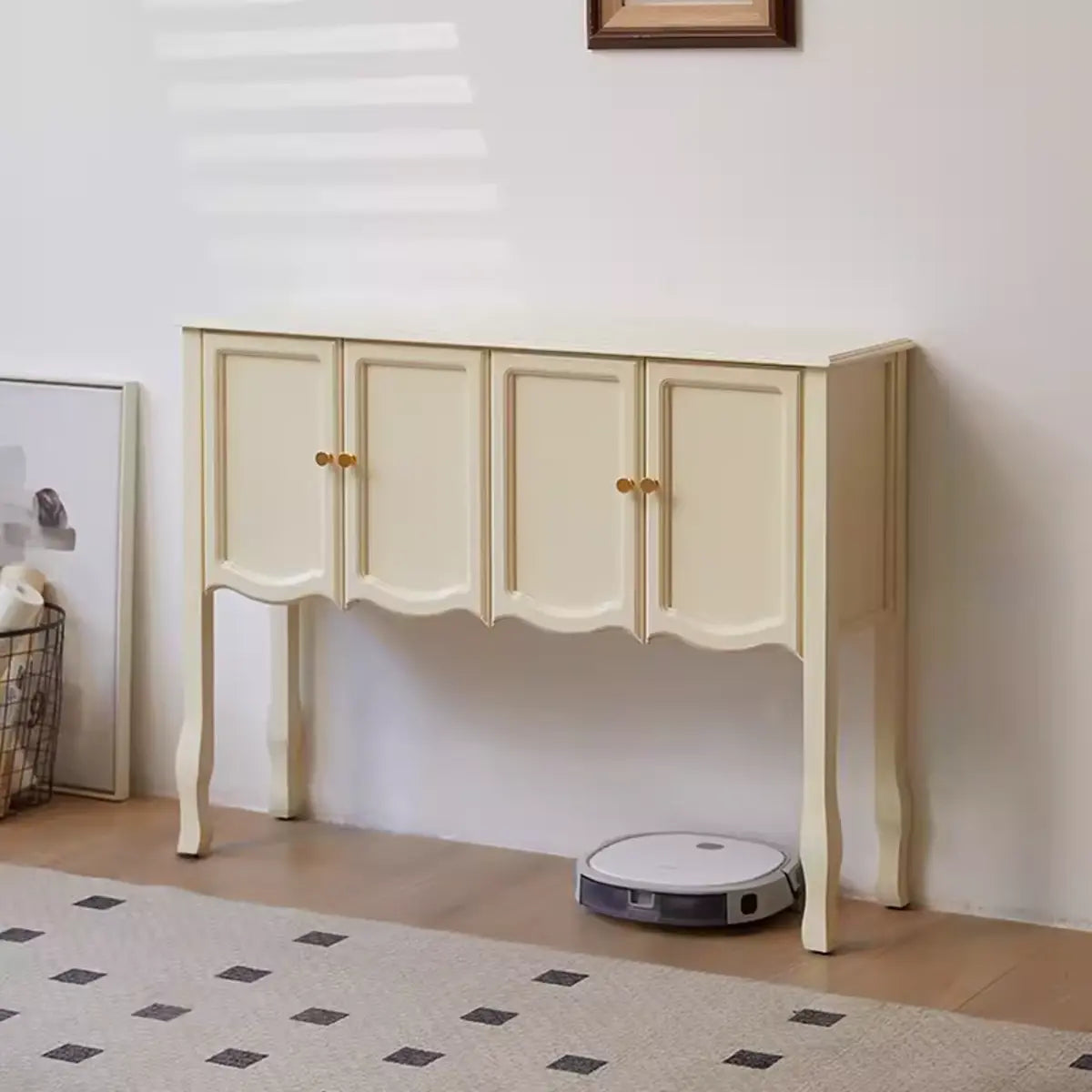 Classic Rectangular Wooden Brown Storage Console Table