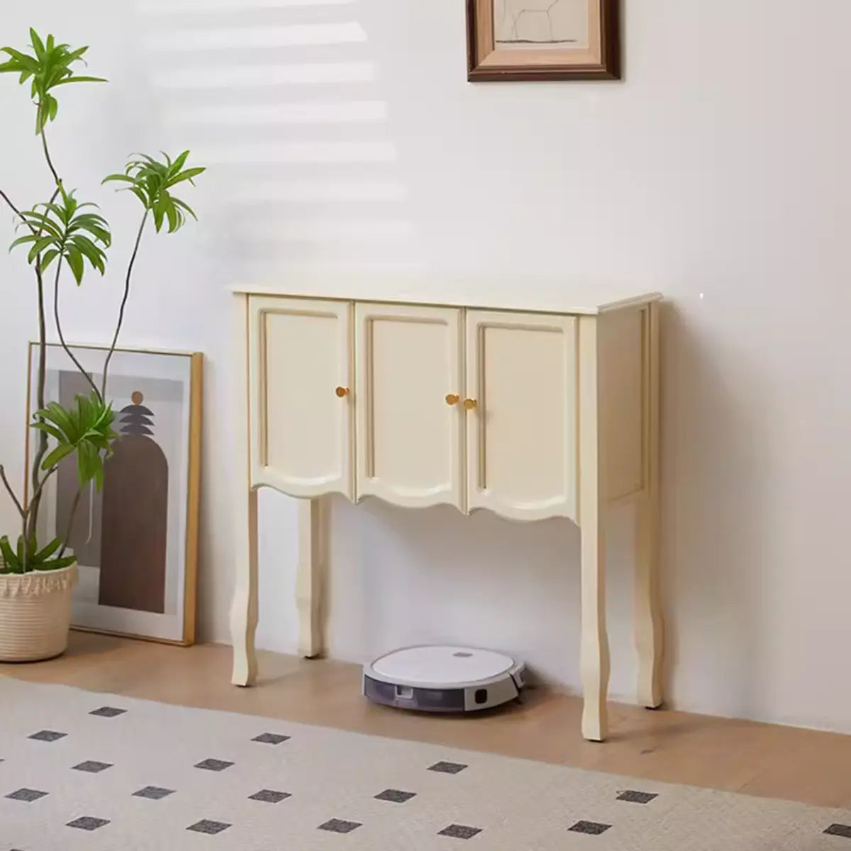 Classic Rectangular Wooden Brown Storage Console Table