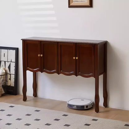 Classic Rectangular Wooden Brown Storage Console Table