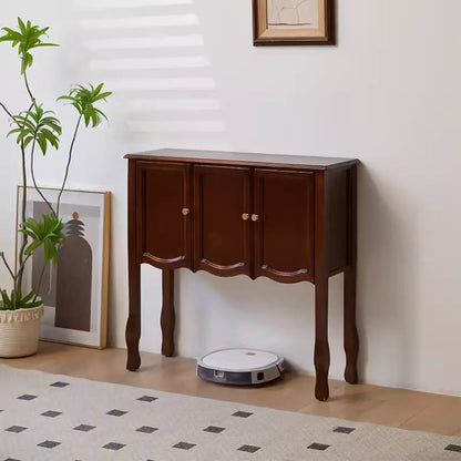 Classic Rectangular Wooden Brown Storage Console Table