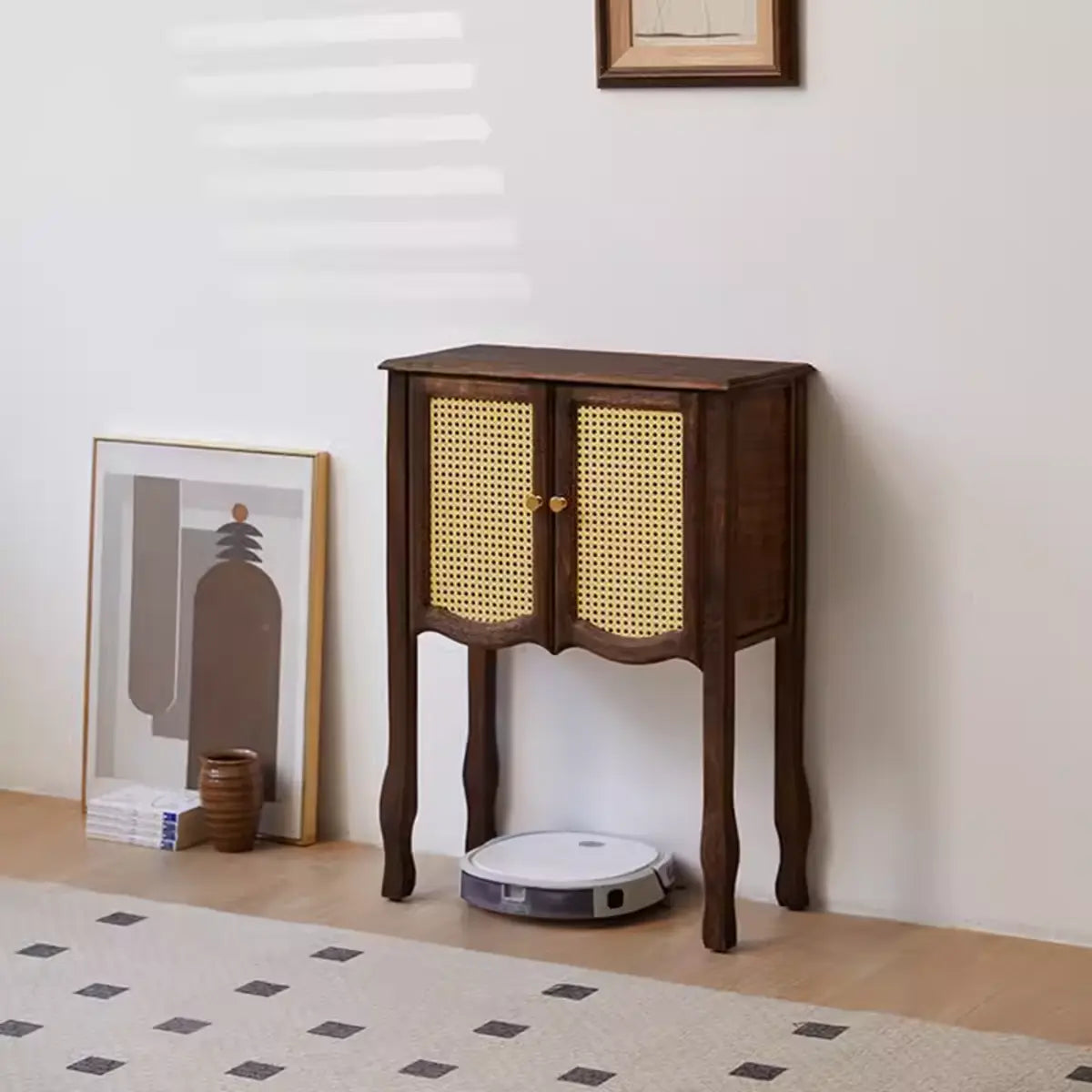 Classic Rectangular Wooden Brown Storage Console Table