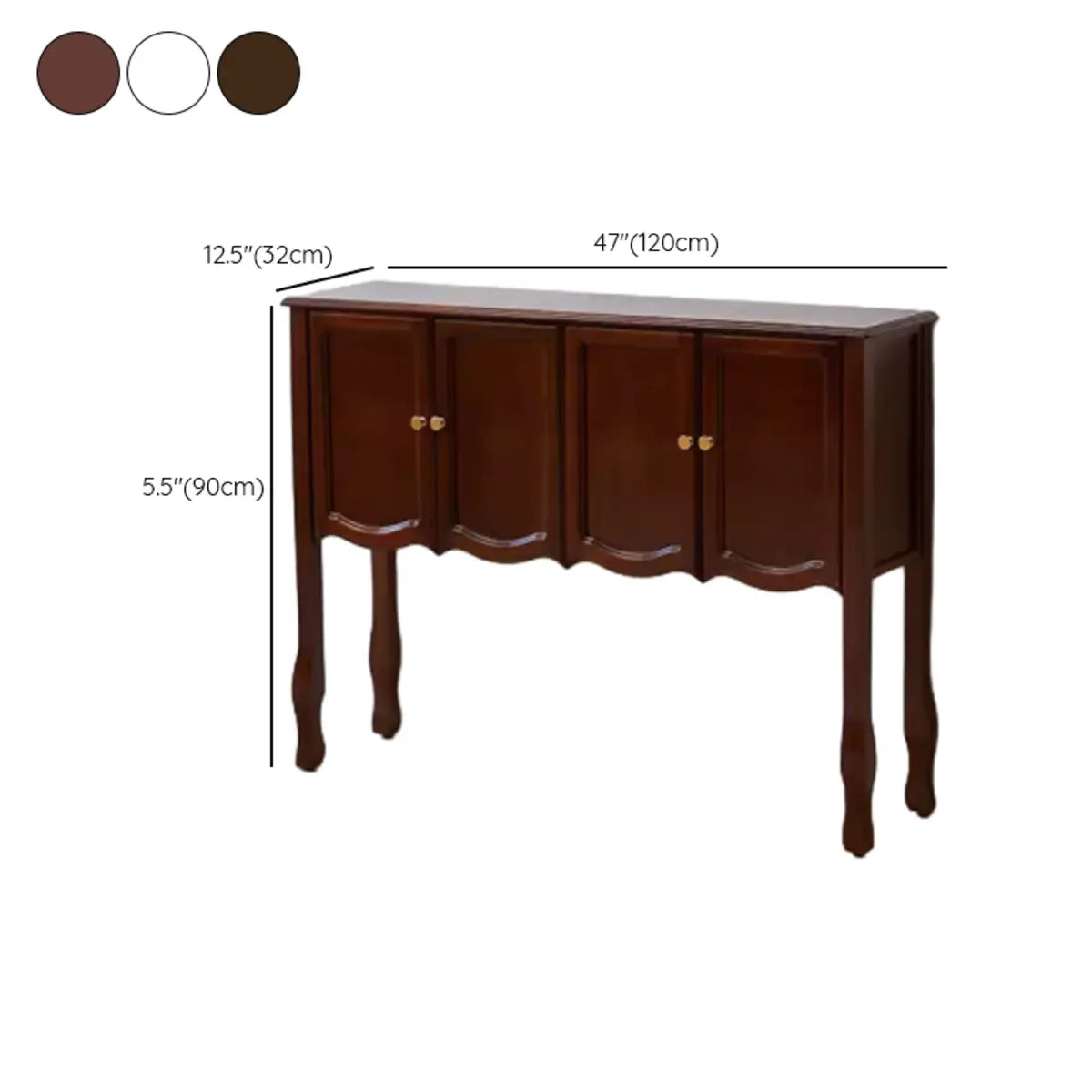 Classic Rectangular Wooden Brown Storage Console Table