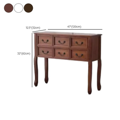 Classic Rectangular Wooden Brown Storage Console Table