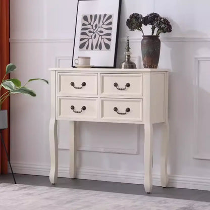 Classic Rectangular Wooden Brown Storage Console Table