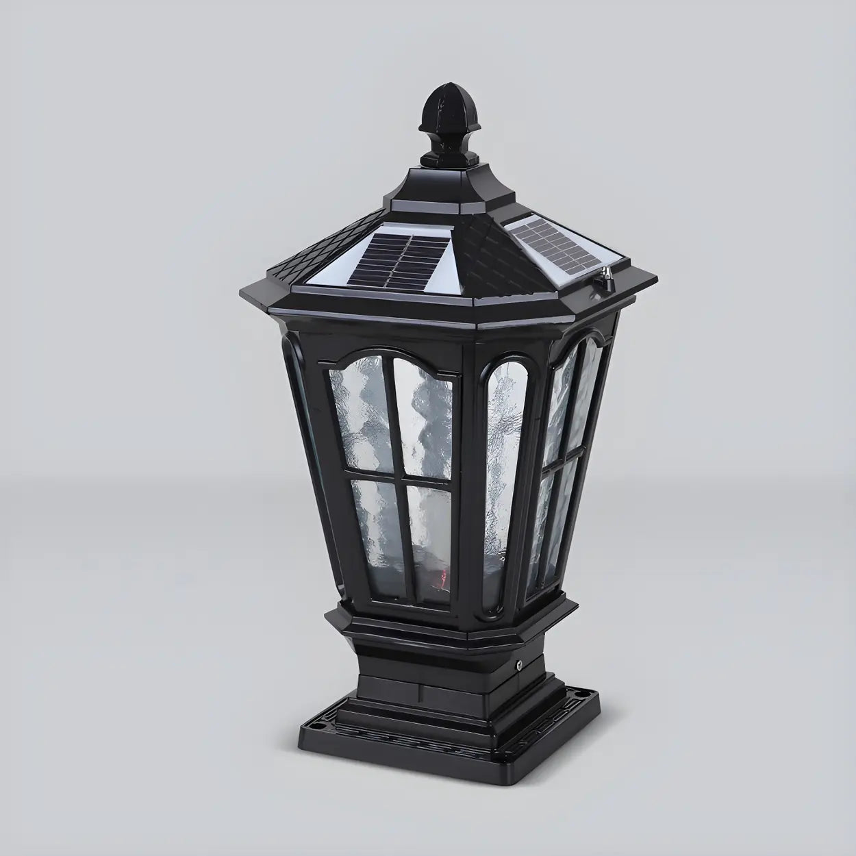 Classic Solar Pillar Lantern Gold LED Outdoor Table Lamp