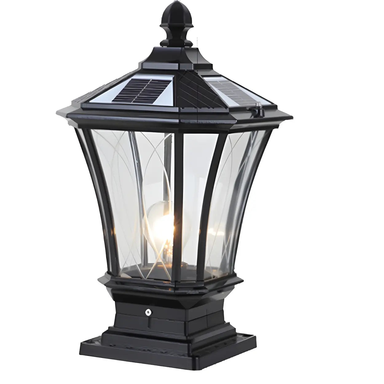 Classic Solar Pillar Lantern Gold LED Outdoor Table Lamp