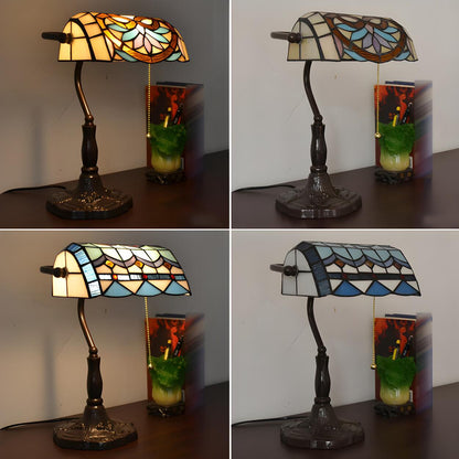 Classic Tiffany Style Banker Stained Glass Table Lamp