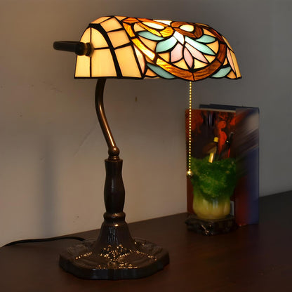 Classic Tiffany Style Banker Stained Glass Table Lamp