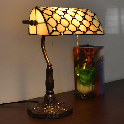 Classic Tiffany Style Banker Stained Glass Table Lamp