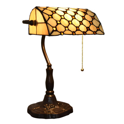 Classic Tiffany Style Banker Stained Glass Table Lamp