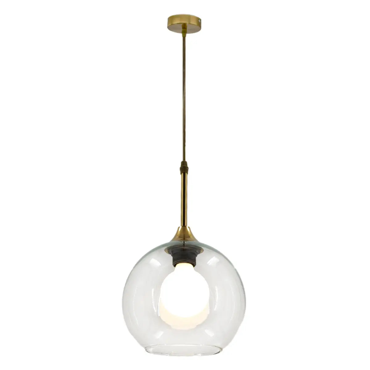 Clear Glass Globe Pendant Light Variable Length