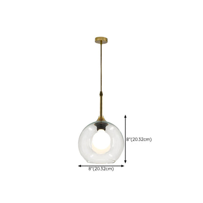 Clear Glass Globe Pendant Light Variable Length