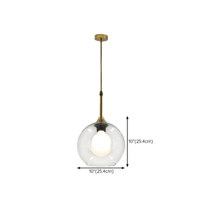 Clear Glass Globe Pendant Light Variable Length