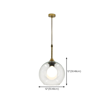 Clear Glass Globe Pendant Light Variable Length