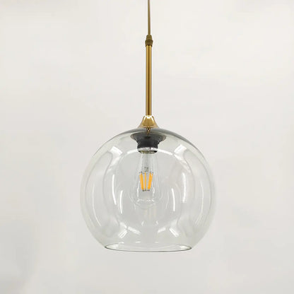 Clear Glass Globe Pendant Light Variable Length