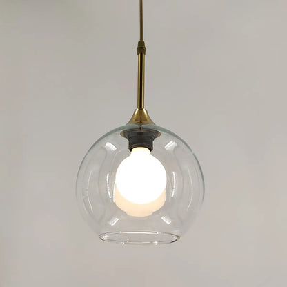 Clear Glass Globe Pendant Light Variable Length