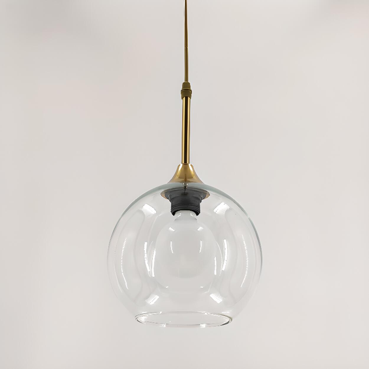 Clear Glass Globe Pendant Light Variable Length