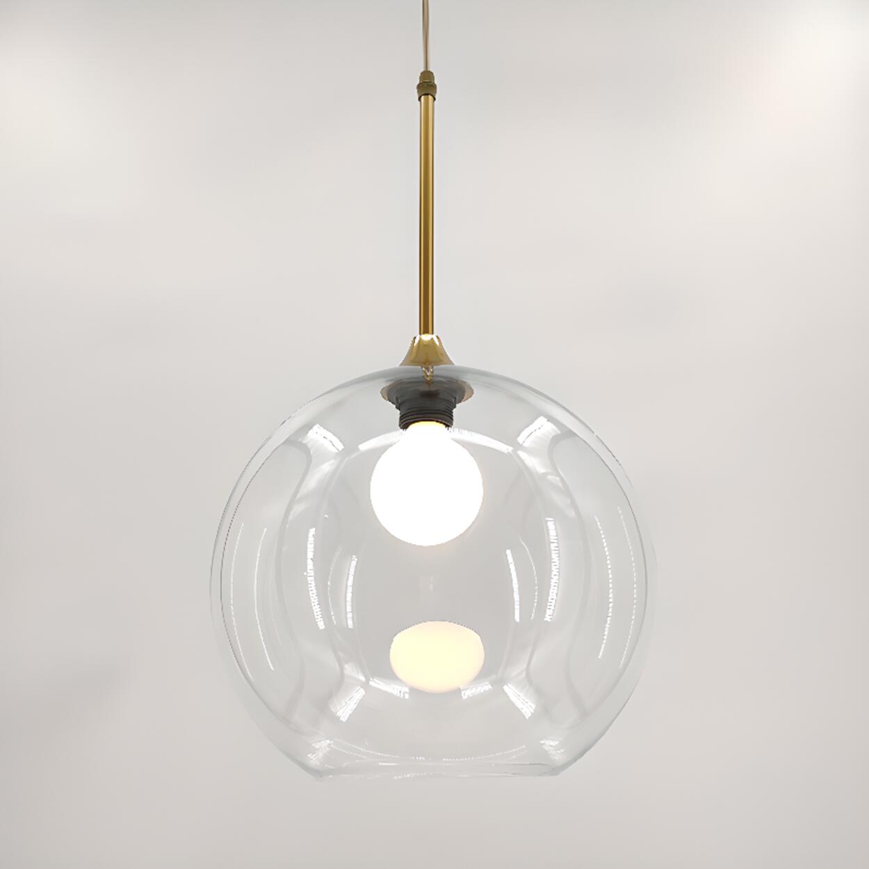 Clear Glass Globe Pendant Light Variable Length