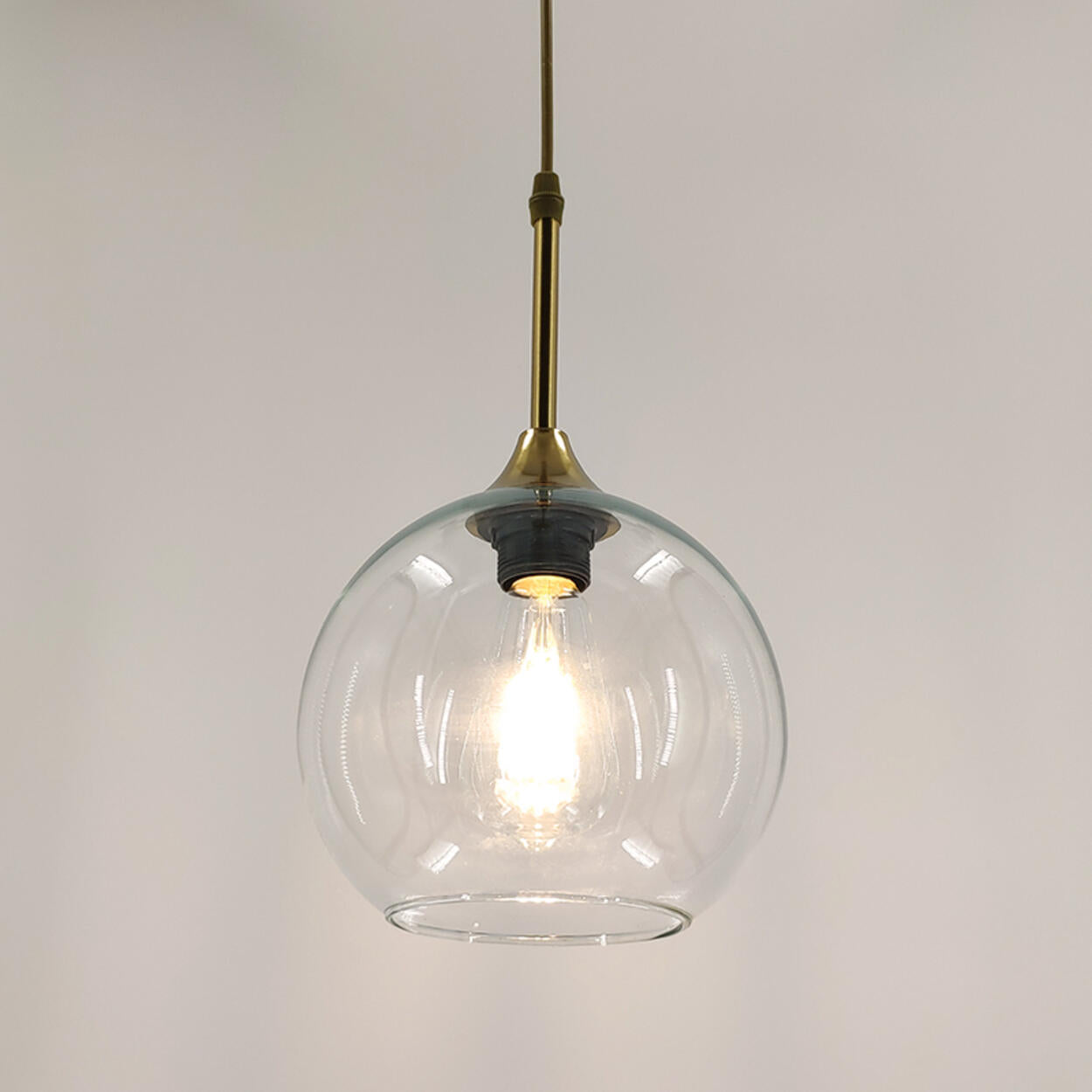 Clear Glass Globe Pendant Light Variable Length