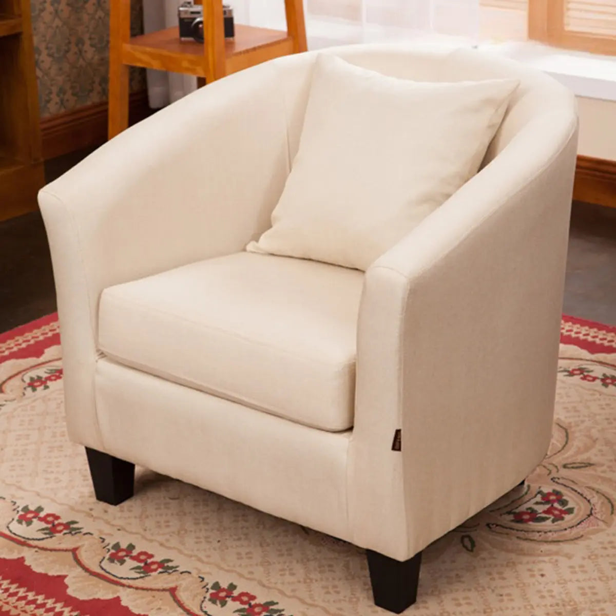 Colorful Linen Fixed Back Barrel Chair with Slipcover