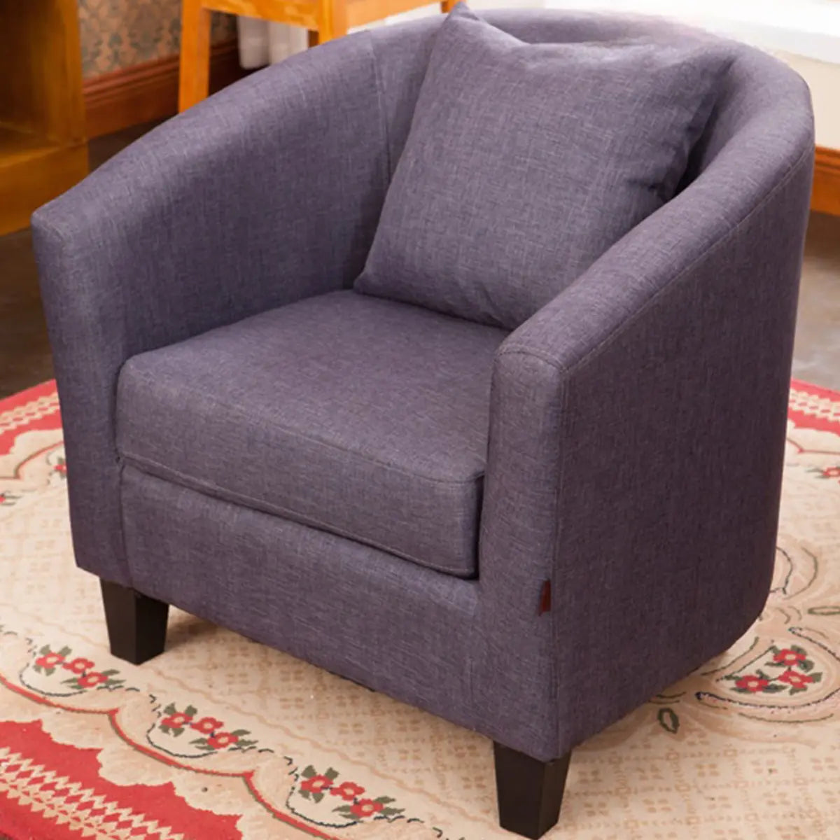 Colorful Linen Fixed Back Barrel Chair with Slipcover