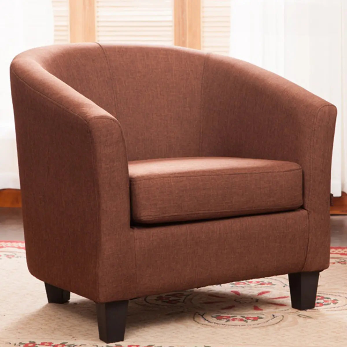 Colorful Linen Fixed Back Barrel Chair with Slipcover