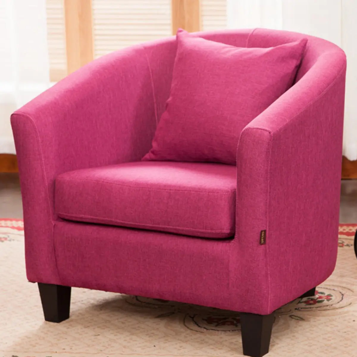 Colorful Linen Fixed Back Barrel Chair with Slipcover