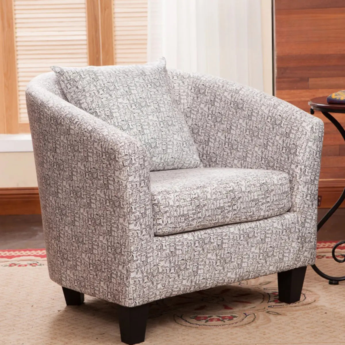 Colorful Linen Fixed Back Barrel Chair with Slipcover