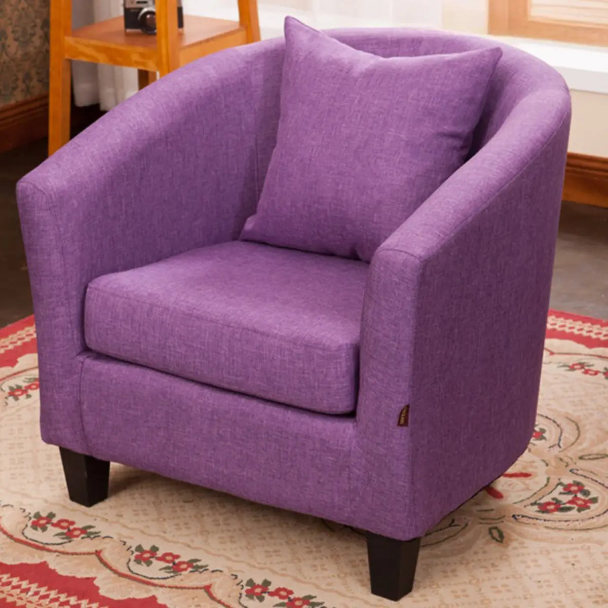 Colorful Linen Fixed Back Barrel Chair with Slipcover