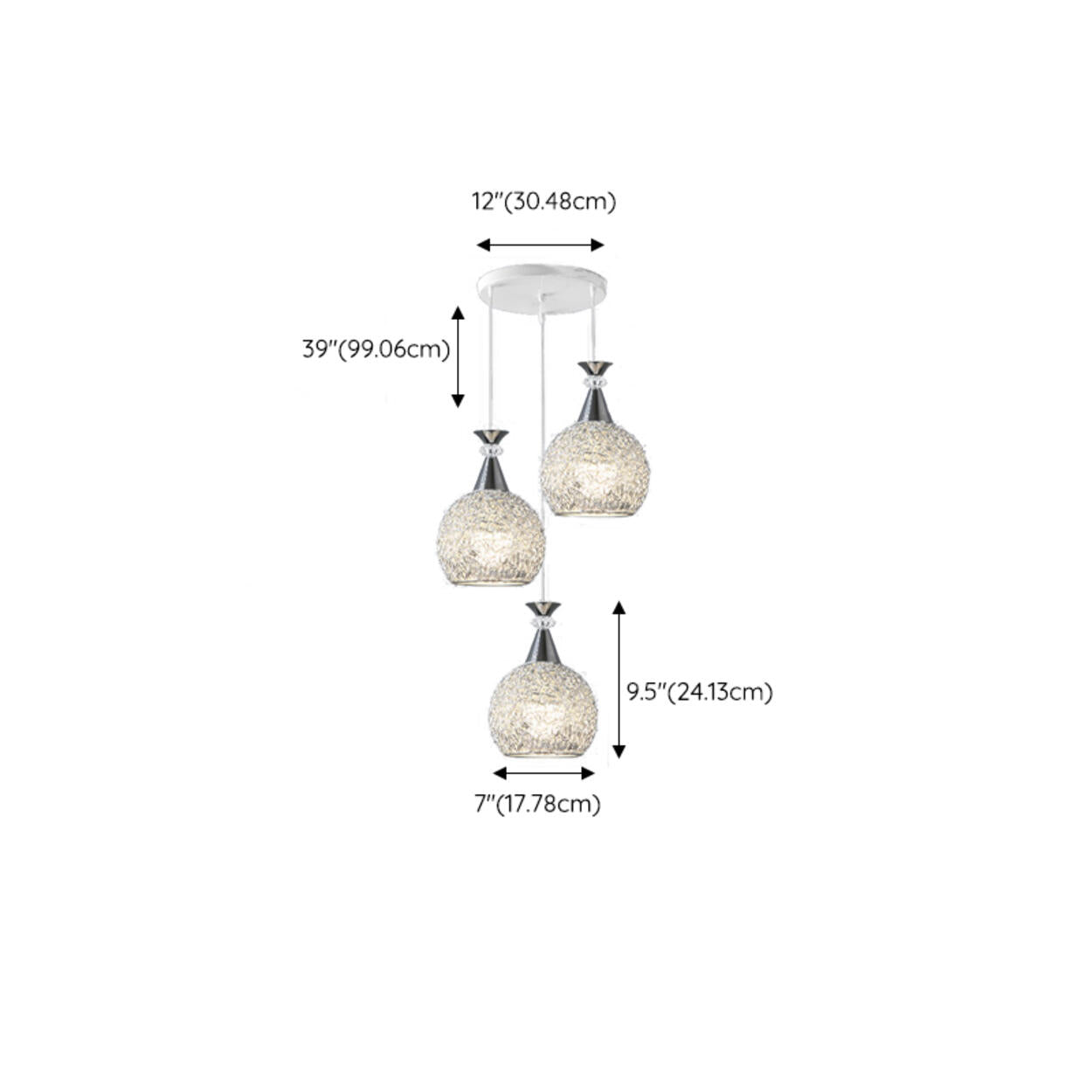 Contemporary 3-Light Globe Silver Dining Room Pendant Light