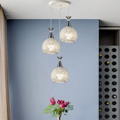 Contemporary 3-Light Globe Silver Dining Room Pendant Light