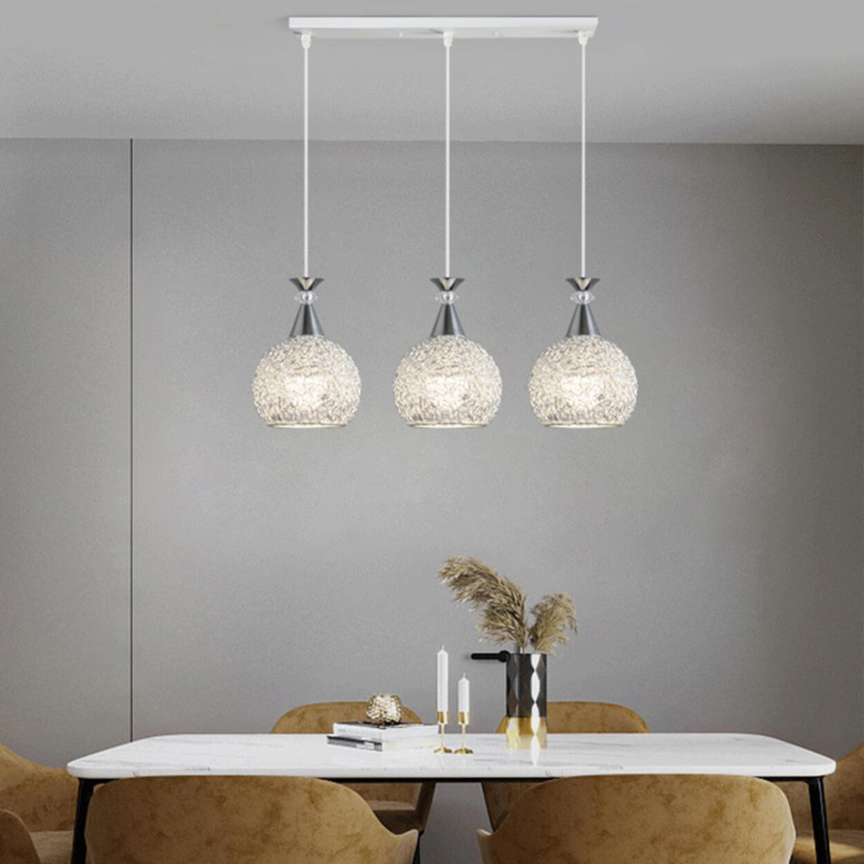 Contemporary 3-Light Globe Silver Dining Room Pendant Light