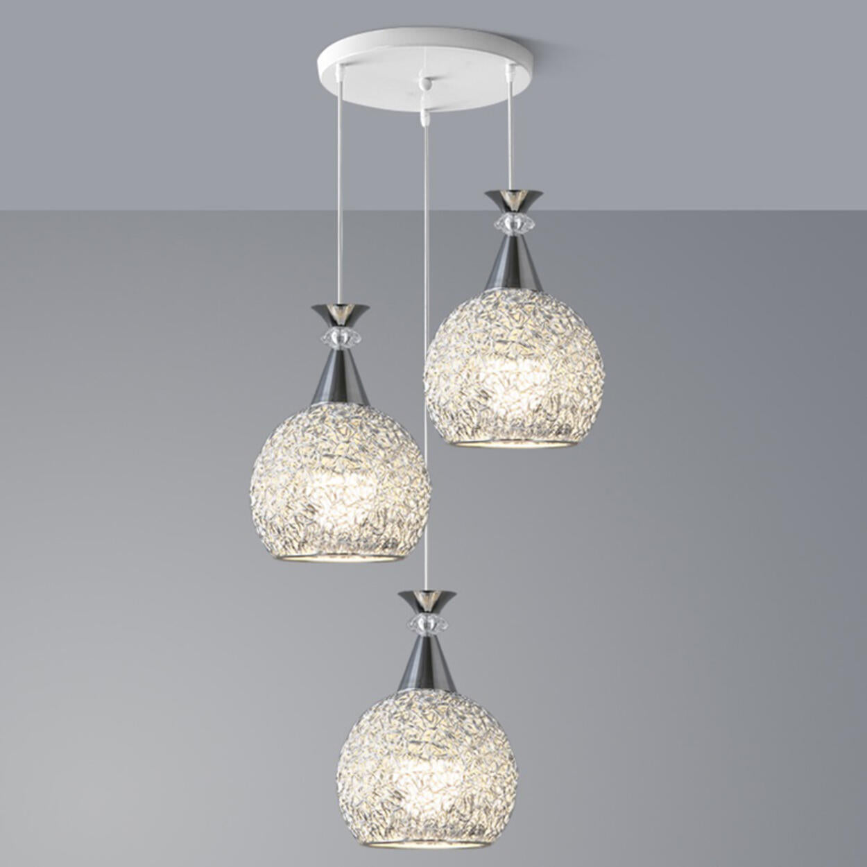 Contemporary 3-Light Globe Silver Dining Room Pendant Light