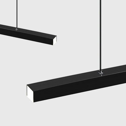 Contemporary Black Linear LED Island Pendant Light