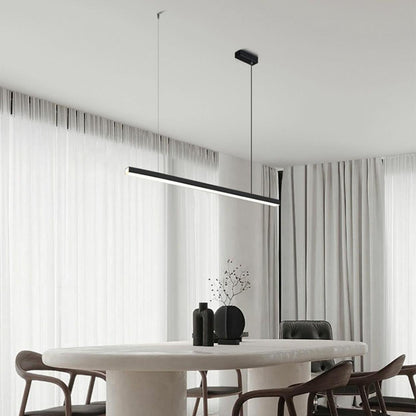 Contemporary Black Linear LED Island Pendant Light