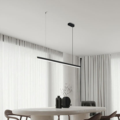 Contemporary Black Linear LED Island Pendant Light