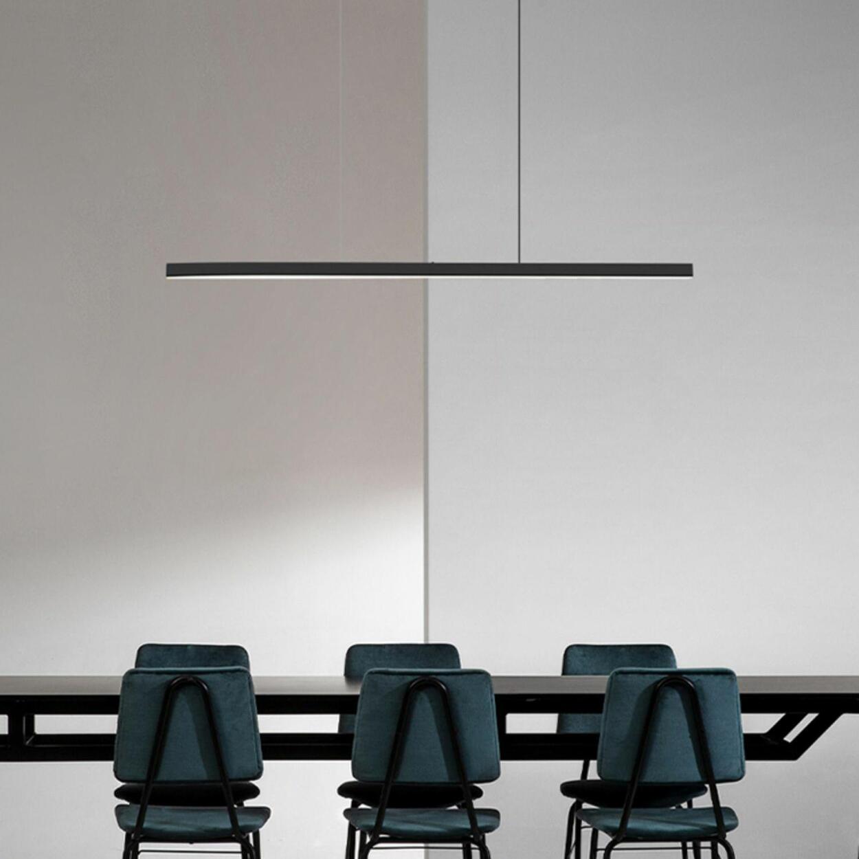 Contemporary Black Linear LED Island Pendant Light